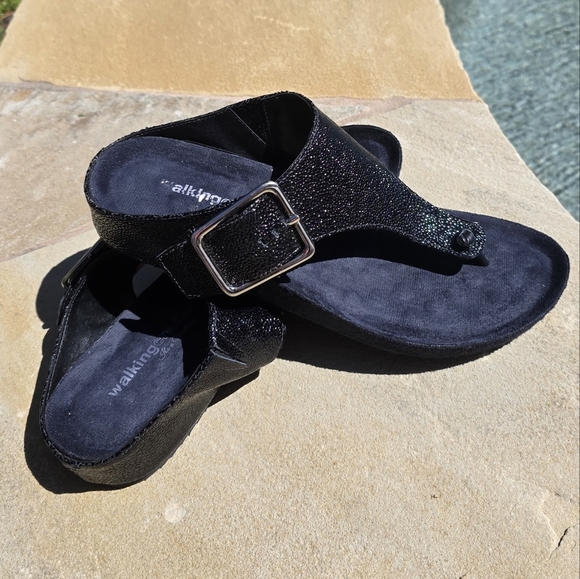 Walking Cradles   Phoebe Black Sandals with Buckle 10,5M - Picture 1 of 13